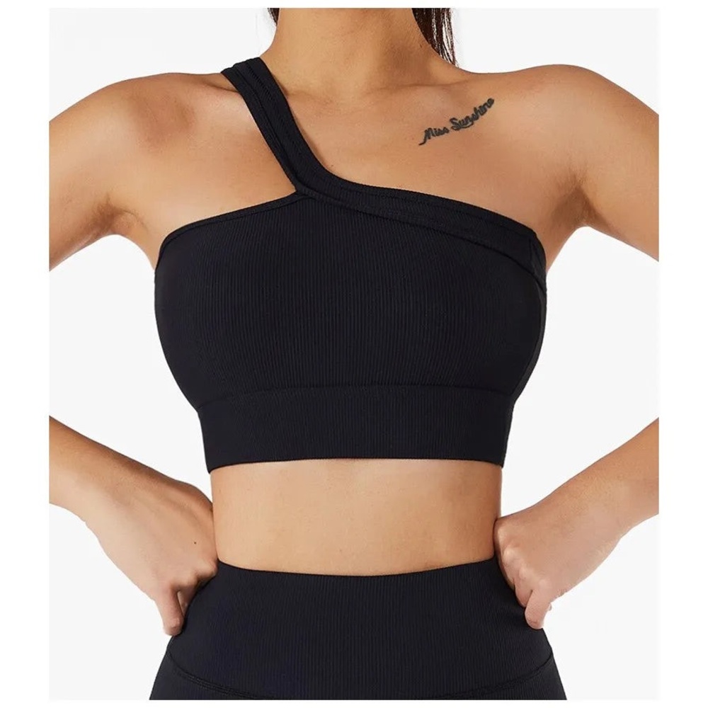 Black One-Shoulder Tank Top